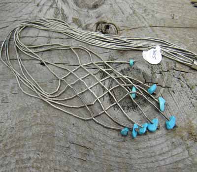 Liquid Silver and Turquoise Necklace - Vintage